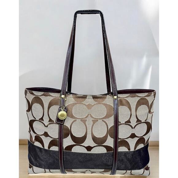 Y2K Coach 11099 Legacy Signature Stripe Large Tote & 40028 Signature Wristlet - Picture 2 of 16